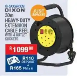 Cash Crusaders DIXON 30m HEAVY-DUTY EXTENSION CABLE REEL WITH 4 OUTLET SOCKETS offer