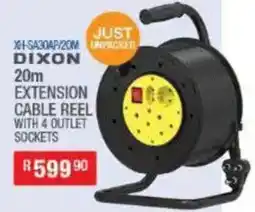 Cash Crusaders DIXON 20m EXTENSION CABLE REEL WITH 4 OUTLET SOCKETS offer