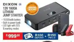 Cash Crusaders DIXON 12V 1600A LITHIUM JUMP STARTER offer