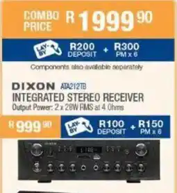 Cash Crusaders DIXON ATA212TB INTEGRATED STEREO RECEIVER offer