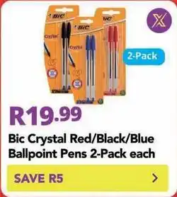 Shoprite Bic - crystal red/black/blue ballpoint pens offer