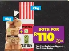 Shoprite Best buy - class 1 potatoes 7kg pocket + class 1 onions 2kg bag offer
