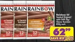 Shoprite Rainbow - iqf smoked russians with chilli flavour / original flavour / cheese russians offer