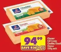 Shoprite Clover - full cream cheddar/gouda cheese offer