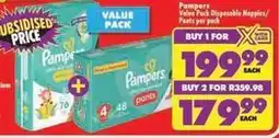 Shoprite Pampers - value pack disposable nappies/pants per pack offer