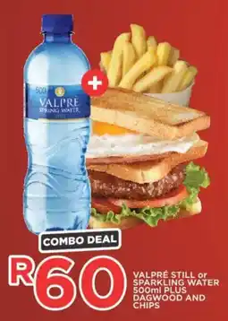 OK Express VALPRE STILL or SPARKLING WATER 500ml PLUS DAGWOOD AND CHIPS offer