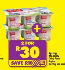 Shoprite Spring Meadow Dairy Farm Yoghurt 6x100g per pack offer