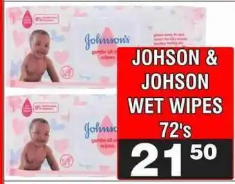 Advance Cash n Carry JOHSON & JOHSON WET WIPES 72's offer
