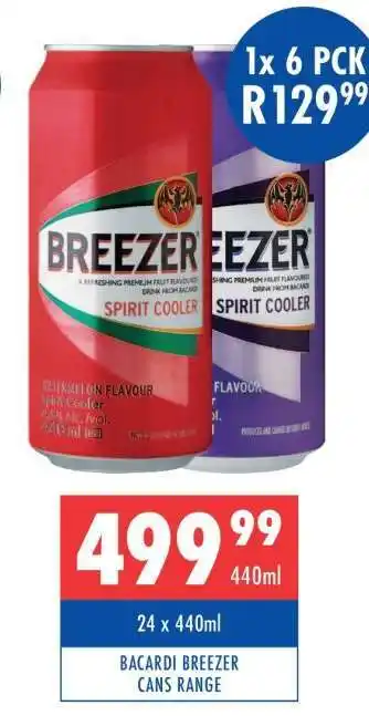 Ultra Liquors BACARDI BREEZER CANS RANGE offer