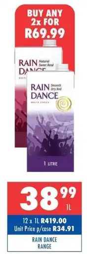Ultra Liquors RAIN DANCE Range offer