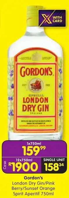 Gordon's London Dry Gin/Pink Berry/Sunset Orange Spirit Aperitif