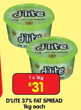 Shoprite D'LITE 37% FAT SPREAD offer