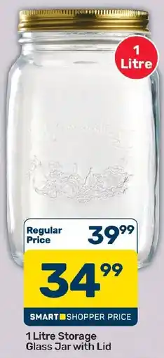 Pick n Pay Hypermarket 1 Litre Storage Glass Jar with Lid offer