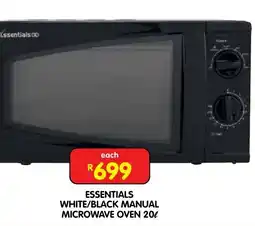 Shoprite Essentials White/Black Manual Microwave Oven offer
