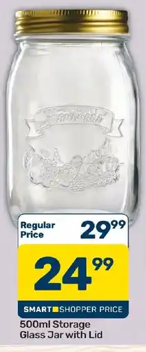 Pick n Pay Hypermarket 500ml Storage Glass Jar with Lid offer