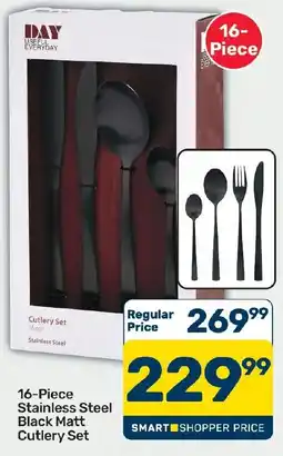 Pick n Pay Hypermarket DAY Useful Everyday 16-Piece Stainless Steel Black Matt Cutlery Set offer