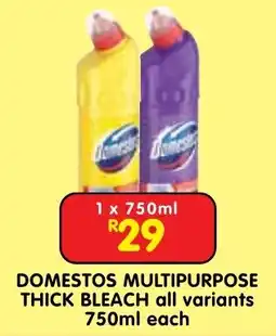 Shoprite DOMESTOS MULTIPURPOSE THICK BLEACH offer