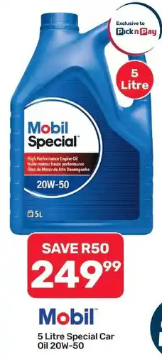 Pick n Pay Hypermarket Mobil Special Car Oil 20W-50 offer
