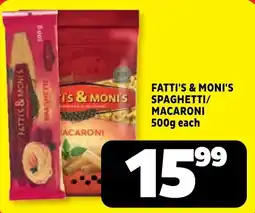 Usave FATTI'S & MONI'S SPAGHETTI/MACARONI offer
