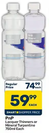 Pick n Pay Hypermarket PnP Lacquer Thinners or Mineral Turpentine offer