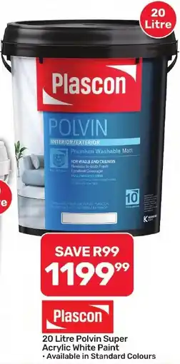 Pick n Pay Hypermarket Plascon Polvin Super Acrylic White Paint offer