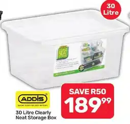 Pick n Pay Hypermarket ADDIS 30 Litre Clearly Neat Storage Box offer