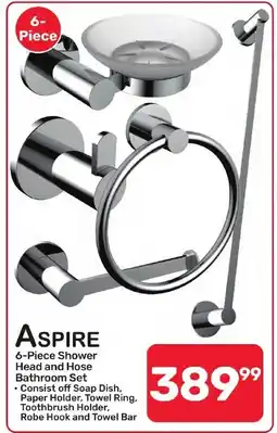 Pick n Pay Hypermarket ASPIRE 6-Piece Shower Head and Hose Bathroom Set offer