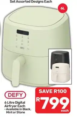Pick n Pay DEFY 6 Litre Digital Airfryer Assorted offer