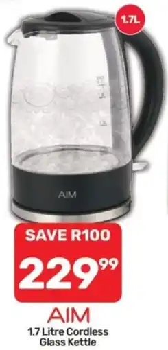 Pick n Pay AIM 1.7 Litre Cordless Glass Kettle offer