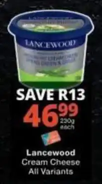 Checkers Lancewood Cream Cheese offer