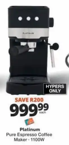 Checkers Platinum Pure Espresso Coffee Maker offer
