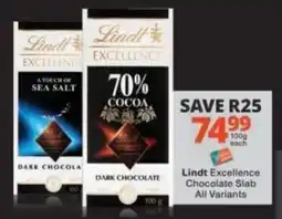 Checkers Lindt Excellence Chocolate Slab offer