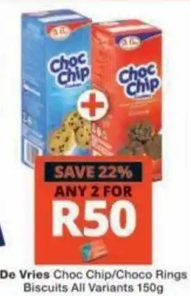 Checkers De Vries Choc Chip/Choco Rings Biscuits offer