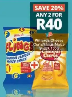 Checkers Willards Cheese Curls/Flings Maize Snack offer