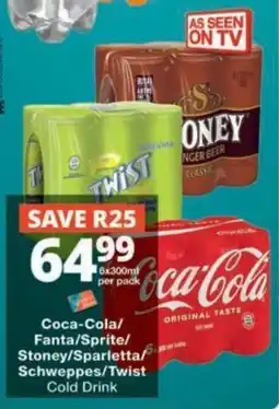Checkers Coca-Cola/ Fanta/Sprite/ Stoney/Sparletta/ Schweppes/Twist Cold Drink offer