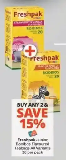 Checkers Freshpak Junior Rooibos Flavoured Teabags offer