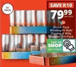 Checkers Hi Ball Whiskey/Zombie & Willy Glasses offer