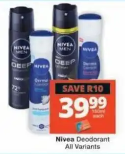 Checkers Nivea Deodorant All Variants offer