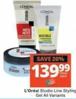 Checkers L'Oréal Studio Line Styling Gel All Variants offer