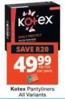 Checkers Kotex Pantyliners offer