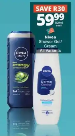 Checkers Nivea Shower Gel/Cream offer