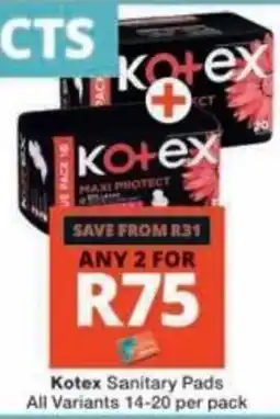 Checkers Kotex Sanitary Pads offer