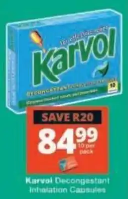 Checkers Karvol Decongestant Inhalation Capsules offer