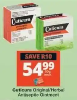 Checkers Cuticura Original/Herbal Antiseptic Ointment offer