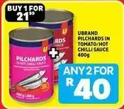 Usave Pilchards in tomato/hot chilli sauce offer