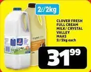 Usave Clover - fresh full cream milk/ crystal valley maas offer
