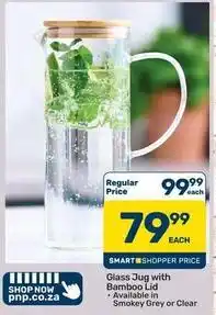 Pick n Pay Hypermarket Clear - glass jug with bamboo lid offer
