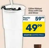 Pick n Pay Hypermarket Ribbed glass with cap and straw offer