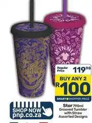 Pick n Pay Stor 790ml grooved tumbler with straw offer
