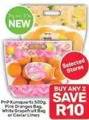 Pick n Pay Pnp kumquarts, pink oranges bag, white grapefruit bag or caviar limes offer